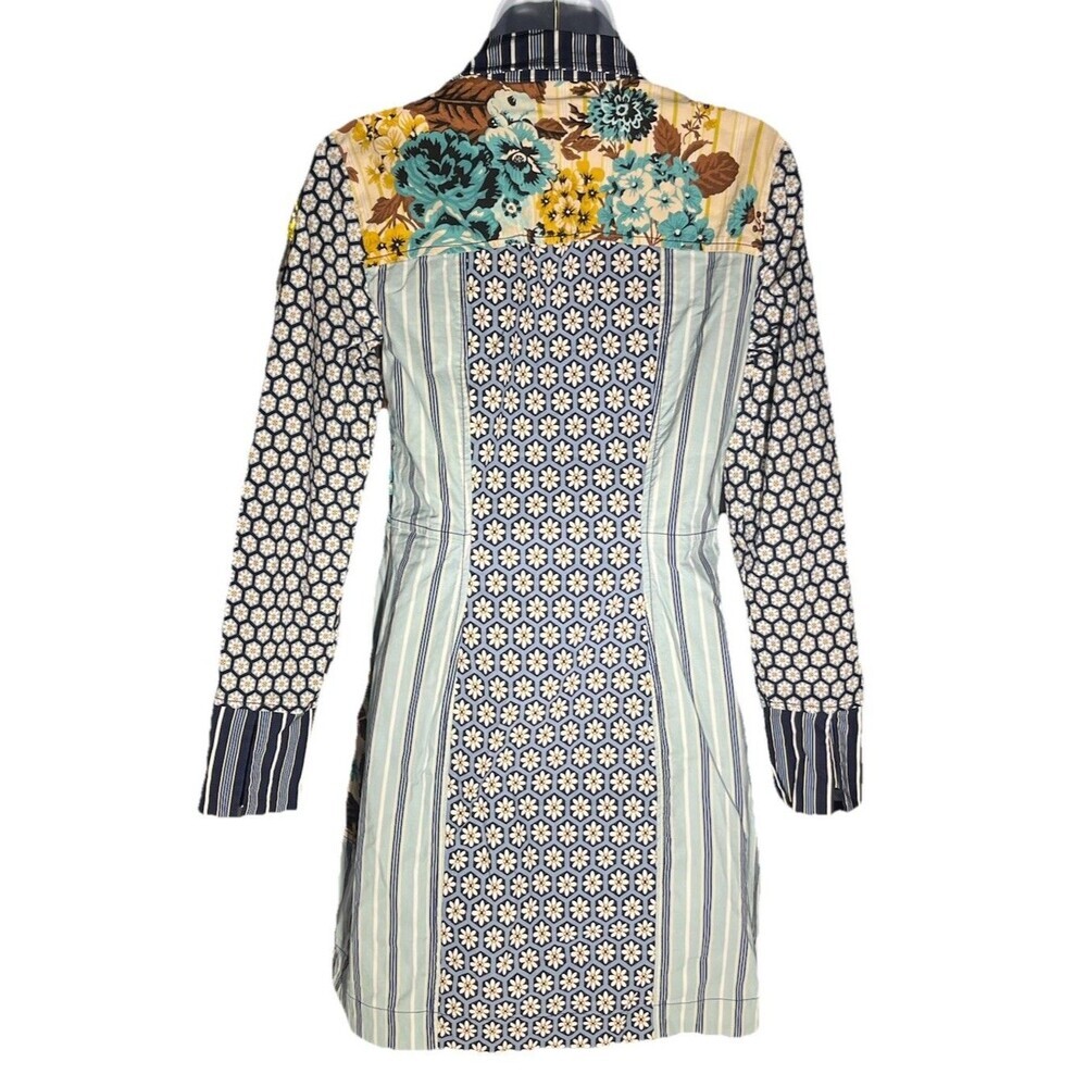 Maeve Anthropologie Buttondown Mini Dress Long Sleeve Pockets Sz 2 Floral Preppy - Picture 4 of 16